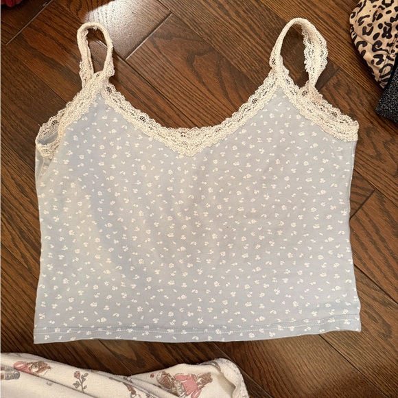 Brandy Melville Light Blue Chemise with White Lace - Picture 2 of 2